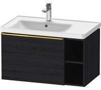 D-Neo Duravit Meuble sous-lavabo suspendu, 784x440x452mm, 1 tiroir, 1 compartiment ouvert sur le côté droit, avec poignée or poli, DE4258034160000, DE4258034160000, Colorazione: Rovere nero opaco