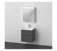 D-Neo Ensemble de meubles, lavabo pour meuble avec meuble sous-vasque suspendu et armoire de toilette, charnières à gauche, 600x480mm, DE0145L49490000, DE0145L49490000, Colorazione: Grafite opaco Deco