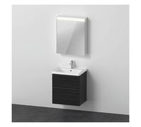 D-Neo Ensemble de meubles, lavabo pour meuble avec meuble sous-vasque suspendu et armoire de toilette, charnières à gauche, 600x480mm, DE0145L16160000, DE0145L16160000, Colorazione: Rovere nero opaco