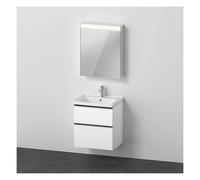 D-Neo Ensemble de meubles, lavabo pour meuble avec meuble sous-vasque suspendu et armoire de toilette, charnières à gauche, 600x480mm, DE0145L18180000, DE0145L18180000, Colorazione: Bianco opaco Decor