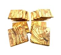 D.O.M. 10 piastrine piane in legno naturale non trattato, ca. 4,5 x 4,5 x 1,0 - 1,3 cm