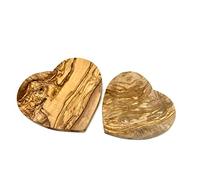 D.O.M. - Piccolo tagliere per la colazione, a forma di cuore, in legno d'ulivo, larghezza 19 cm, incisione possibile (senza incisione)