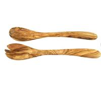 D.O.M. Posate per insalata in legno d'ulivo, 21 cm, 30 cm o 36 cm di lunghezza, possibile incisione (MITTEL - ca. 30 cm - senza incisione)