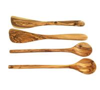 Set Di Utensili Da Cucina In OLIVO 4 Pezzi: 2 Cucchiai + 2 Spatole
