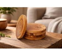 D.O.M. Sottobicchieri rotondi Ø ca. 12 cm in legno di ulivo Set di 6 pezzi.