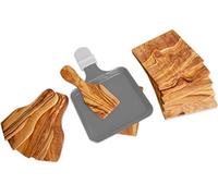 D.O.M.® - Spatola per raclette e sottobicchiere in legno d'ulivo (set di 6 spatole e sottobicchieri)