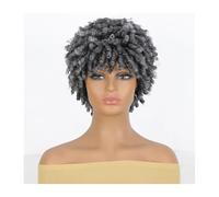 D,Parrucche Corte, Parrucche Ricce Profonde Da 8 Pollici Con Frangia, Parrucche Per Donne Nere Per L'uso Quotidiano Alle Feste