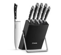 D.Perlla 6 Pezzi Set di Coltelli da Cucina, Set Coltelli Tedesco X50Cr15 in Acciaio Inossidabile, Ceppo Coltelli Professionali con Blocco in Legno, Coltelli per Frutta e Verdura-Nero