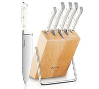 D.Perlla 6 Pezzi Set di Coltelli da Cucina,Set Coltelli Tedesco X50Cr15 in Acciaio Inossidabile Ceppo Coltelli Professionali con Blocco in Legno