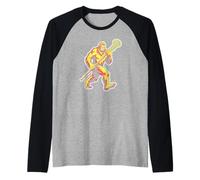 D-Pole Long Stick Bigfoot Lacrosse Player Sasquatch LAX Maglia con Maniche Raglan