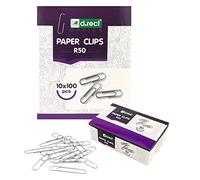 D.RECT 1000 Graffette in Metallo Zincato 50 mm - Clip Fermagli Fermacarte Resistenti per Ufficio Scuola Casa - Confezione 10x100 Argento - Spinette per Carta
