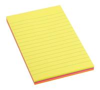 D.RECT 110520, Foglietti Adesivi a Righe, 98x150mm, 100 fogli, Blocchetti di note adesive, Autoadesivi Super Sticky Foglietti Riposizionabil, colore fluo