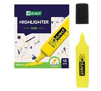 D.RECT 1128 Evidenziatore con punta a cuneo obliquo, 12 pezzi, giallo