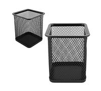 D.RECT - 2 pezzi - Portapenne rettangolare in metallo | Portapenne in metallo | Tazza multifunzione per penna a sfera nera