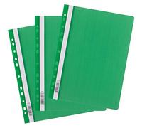 D.RECT 25 cartelline portadocumenti formato A4 con fori in plastica con copertina frontale trasparente, in pellicola di polipropilene, perforate, colore: verde