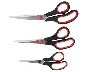 D.RECT 3-Piece Scissors Set - 160mm/210mm/250mm “SG-MIX” - Soft and Comfortable Handle - Multipurpose School Scissors, Stainless Steel