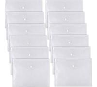 D.RECT 5530 Set di 12 cartelle portadocumenti A4, cartelle portadocumenti con chiusura a bottone, organizer tascabili per scuola e ufficio, organizer per buste per documenti e lettere, trasparente