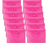 D.RECT 5530 Set di 12 cartelle portadocumenti A4, cartelle portadocumenti con chiusura a bottone, organizer tascabili per scuola e ufficio, organizer per buste per documenti e lettere, rosa