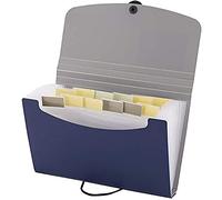 D.RECT 5888 - Cartellina portadocumenti espandibile, 12 scomparti per ricevute, documenti, fatture, formato A6, colore: blu