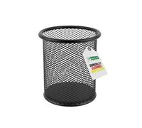 D.RECT 7613, Portapenne in rete metallica, Portamatite da scrivania di forma rotondo, Ø 91mm, colore: nero