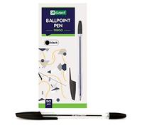 D.RECT 9900 - Penna a sfera in carburo di tungsteno 110169, 50 pezzi, colore nero trasparente con coperchio a clip, colore: nero