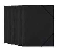D.RECT Cartellina con Elastico A4 Nero Set da 6 in Plastica PP 450 Micron Porta Documenti con 3 Alette