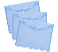 D.RECT - Cartellina portadocumenti con bottone a pressione e foratura europea, formato A4, 10 pezzi, colore: Blu trasparente