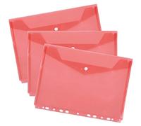 D.RECT, cartellina portadocumenti con bottone automatico e foratura europea, PP A4, trasparente, rosso, 10 pezzi