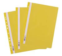 D.RECT Cartelline con Fastener A4 PP, 25 Pezzi, con Foratura Universale, Copertina Trasparente e Striscia Scrivibile, Raccoglitore in Plastica per Documenti, Giallo