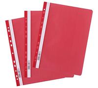 D.RECT Cartelline con Fastener A4 PP, 25 Pezzi, con Foratura Universale, Copertina Trasparente e Striscia Scrivibile, Raccoglitore in Plastica per Documenti, Rosso