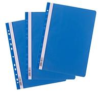 D.RECT Cartelline con Fastener A4 PP, 25 Pezzi, con Foratura Universale, Copertina Trasparente e Striscia Scrivibile, Raccoglitore in Plastica per Documenti, Blu