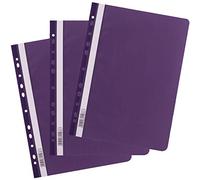 D.RECT Cartelline con Fastener A4 PP, 25 Pezzi, con Foratura Universale, Copertina Trasparente e Striscia Scrivibile, Raccoglitore in Plastica per Documenti, Viola