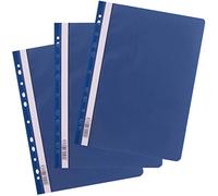 D.RECT Cartelline con Fastener A4 PP, 25 Pezzi, con Foratura Universale, Copertina Trasparente e Striscia Scrivibile, Raccoglitore in Plastica per Documenti, Blu Scuro