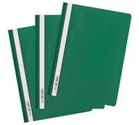 D.RECT Cartelline con Fastener A4 PP, 25 Pezzi, senza Perforazione, Copertina Trasparente, Striscia Scrivibile, Raccoglitore in Plastica per Documenti, Verde
