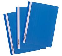 D.RECT Cartelline con Fastener A4 PP, 25 Pezzi, senza Perforazione, Copertina Trasparente, Striscia Scrivibile, Raccoglitore in Plastica per Documenti, Blu