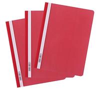 D.RECT Cartelline con Fastener A4 PP, 25 Pezzi, senza Perforazione, Copertina Trasparente, Striscia Scrivibile, Raccoglitore in Plastica per Documenti, Rosso