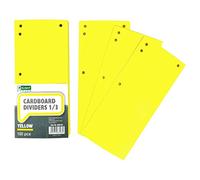 D.RECT | Divisori in Cartone | Lotto di 100 | Nastri di Separazione Della Carta | Foglio A4 1/3 | 11x24 cm | 160 g | Per una Perfetta Separazione Degli Schedari | Nastri di Separazione | Giallo