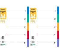 D.RECT - Divisori per A4, PP5, 5 divisori, per raccoglitori ad anelli, con numeri da 1 a 5, multicolore e divisori colorati in PP, polipropilene (Colori Assortiti) (Confezione da 2)