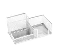 D.RECT KOMO Organizer da Scrivania in Metallo - Portapenne a 3 Scomparti in Rete Metallica - Utensilo Multifunzionale per Accessori Ufficio - Bianco Perla