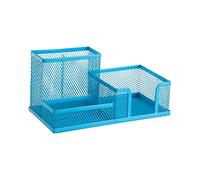 D.RECT KOMO Organizer da Scrivania in Metallo - Portapenne a 3 Scomparti in Rete Metallica - Utensilo Multifunzionale per Accessori Ufficio - Blu