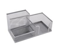 D.RECT KOMO Organizer da Scrivania in Metallo - Portapenne a 3 Scomparti in Rete Metallica - Utensilo Multifunzionale per Accessori Ufficio - Argento