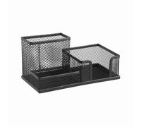 D.RECT KOMO Organizer da Scrivania in Metallo - Portapenne a 3 Scomparti in Rete Metallica - Utensilo Multifunzionale per Accessori Ufficio - Nero