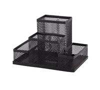 D.RECT KOMO Organizer da Scrivania in Metallo - Portapenne a 4 Scomparti in Rete Metallica - Utensilo Multifunzionale per Accessori Ufficio - Nero