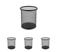 D.RECT KOMO Portapenne da Scrivania in Metallo a Rete Rotondo - Organizer Ufficio Stabile con Protezione Antigraffio - 98 mm Altezza, Ø 91 mm (Confezione da 4)