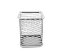 D.RECT KOMO Portapenne da Scrivania in Metallo - Organizer Quadrato in Rete Metallica - Porta Cancelleria per Ufficio e Home Office - Argento