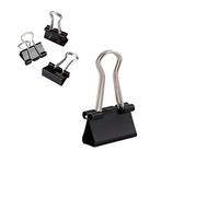 D.RECT | Lot de 12 Pinces à documents | 15 mm | Boîte de Pinces à papier multi-fonctions | Binder Clips | Papier Métal Pince a Dessin pour Notes | Papier à lettre | Clip Fournitures de bureau | Noir
