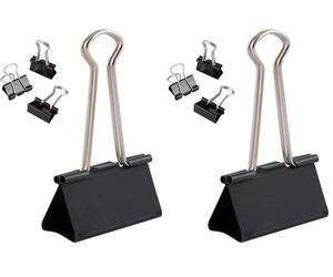 D.RECT | Lot de 12 Pinces à documents | 51 mm | Boîte de Pinces à papier multi-fonctions | Binder Clips | Papier Métal Pince a Dessin pour Notes | Papier à lettre | Clip Fournitures de bureau | Noir