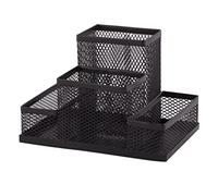 D.RECT Organizer da scrivania | portapenne organizer da tavolo in metallo | ripiano da ufficio con porta foglietti in rete | 103 x 154 x 103 mm nero