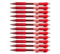 D.RECT Penne Gel Rosso 12 Pezzi - Penne a Scatto con Inchiostro Gel con Ricarica Sostituibile