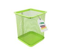 D.RECT Portapenne rettangolare in metallo | Portapenne a forma di cubo in metallo | in rete multifunzione per penne a sfera color lime